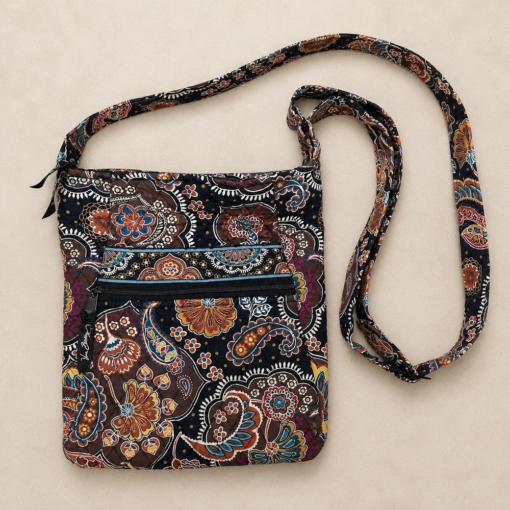 Vera Bradley Original Hipster Crossbody Bag Brown Paisley Quilted Purse USA Made